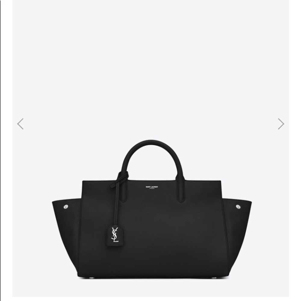 Saint Laurent Purse - Medium Cabas Rive Gauche in Black Grained Calfskin Leather